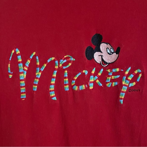 Vintage 90s Disney Mickey Mouse Red Tshirt Large - Picture 2 of 5